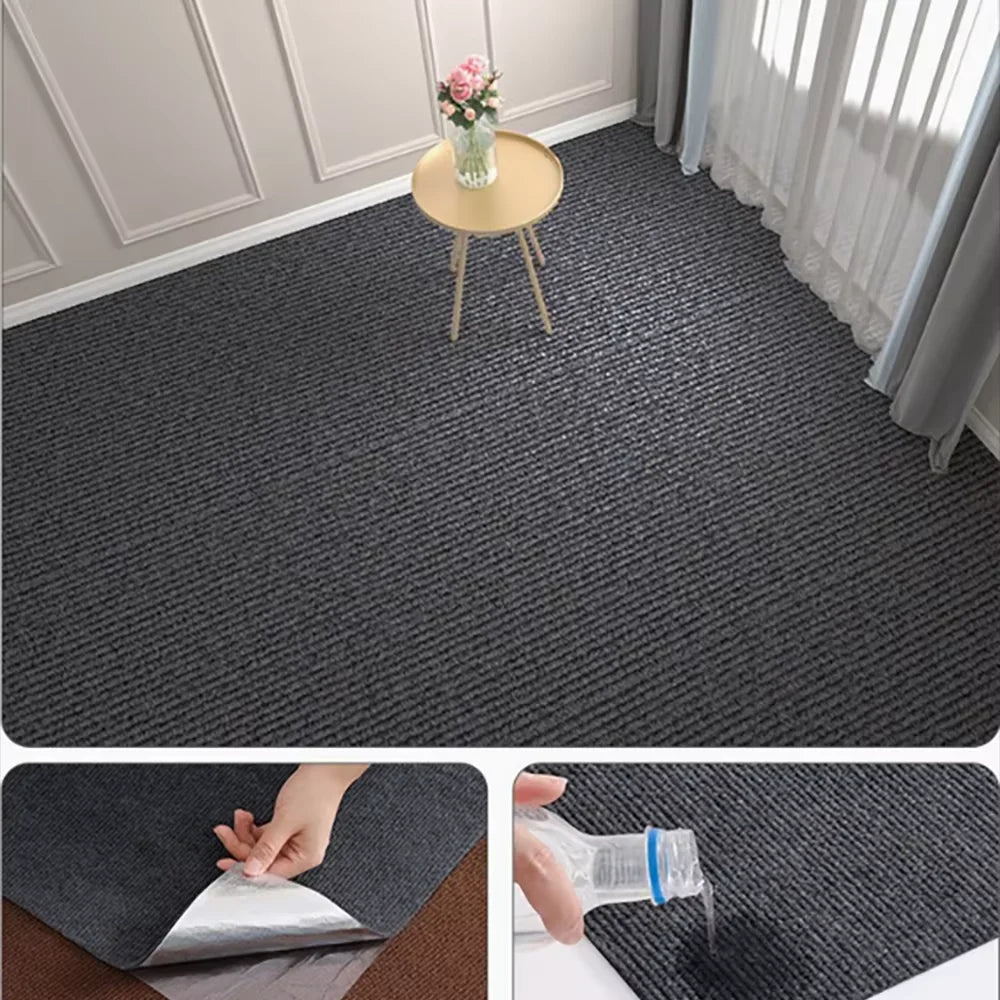 Solid Color Room Decoration Self-adhesive Carpet Living Room Staircase Home Decor Water Uptake Bedroom Rug Bathroom Kitchen Rugs Oasis Select Dark grey 40cmX300cm