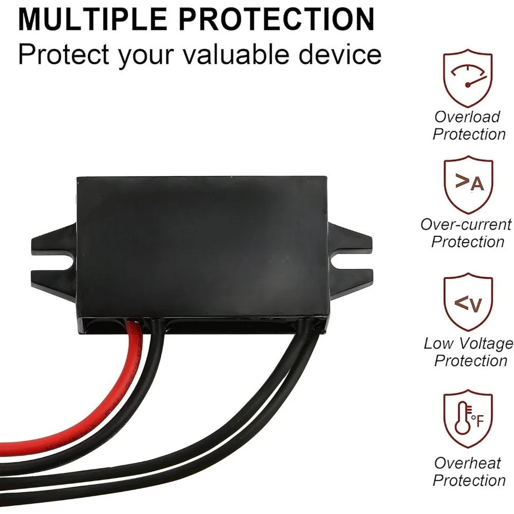Waterproof 12V/24V To 5V 3A 15W Converter DC To DC Step Down Module Power Adapter Buck Voltage Transformer (Dual USB Connectors) Oasis Select