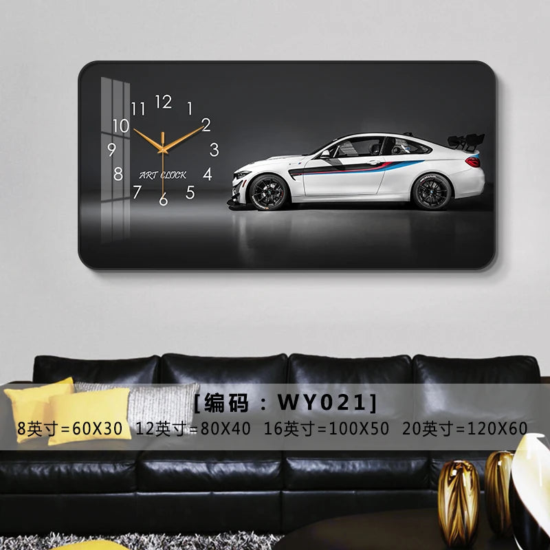 Car Clock Living Room Creative E-sports Room Silent Clock Auto Repair Beauty Shop Personality Art Decorative Painting Wall Clock Oasis Select WY021 80cm x 40cm