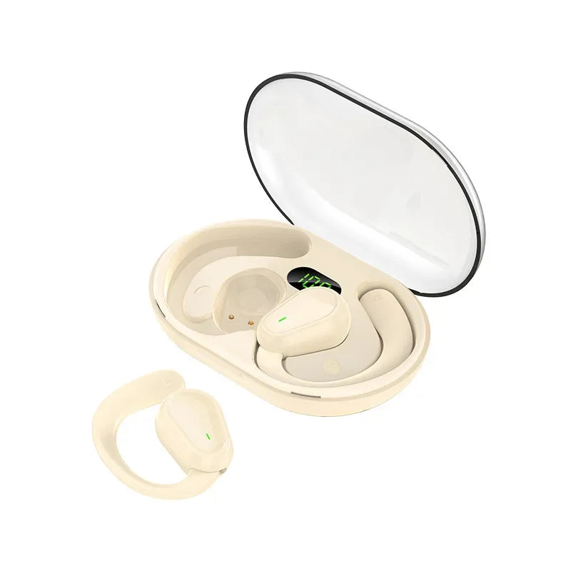Bluetooth 5.3 Headphones Ear Hook Earphones Wireless Earphones HiFi Stereo Waterproof Headset Noise Reduction Earbuds for Xiaomi Oasis Select Beige