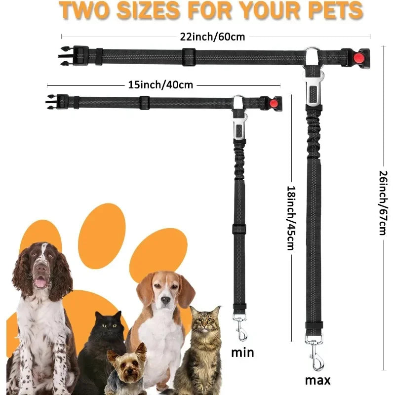 2 in 1 Heavy-Duty Elastic Dog Car Seat Belt Safety Harness, Crash Tested for Pets, Adjustable Travel Tether for Truck SUV Car Oasis Select