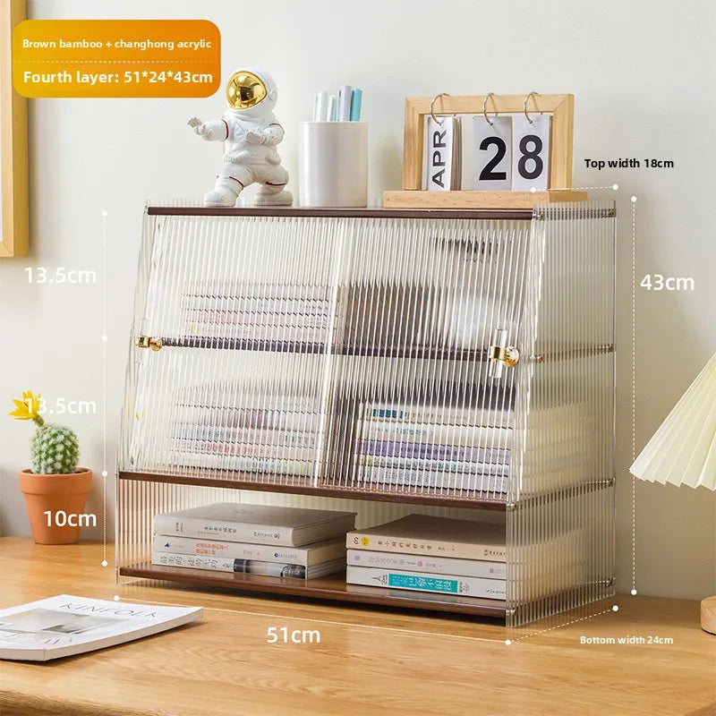 Simple desk bookshelf Student dormitory desktop shelf Desk multi-layer storage rack Desk corner small bookcase Oasis Select Brown T 4-51