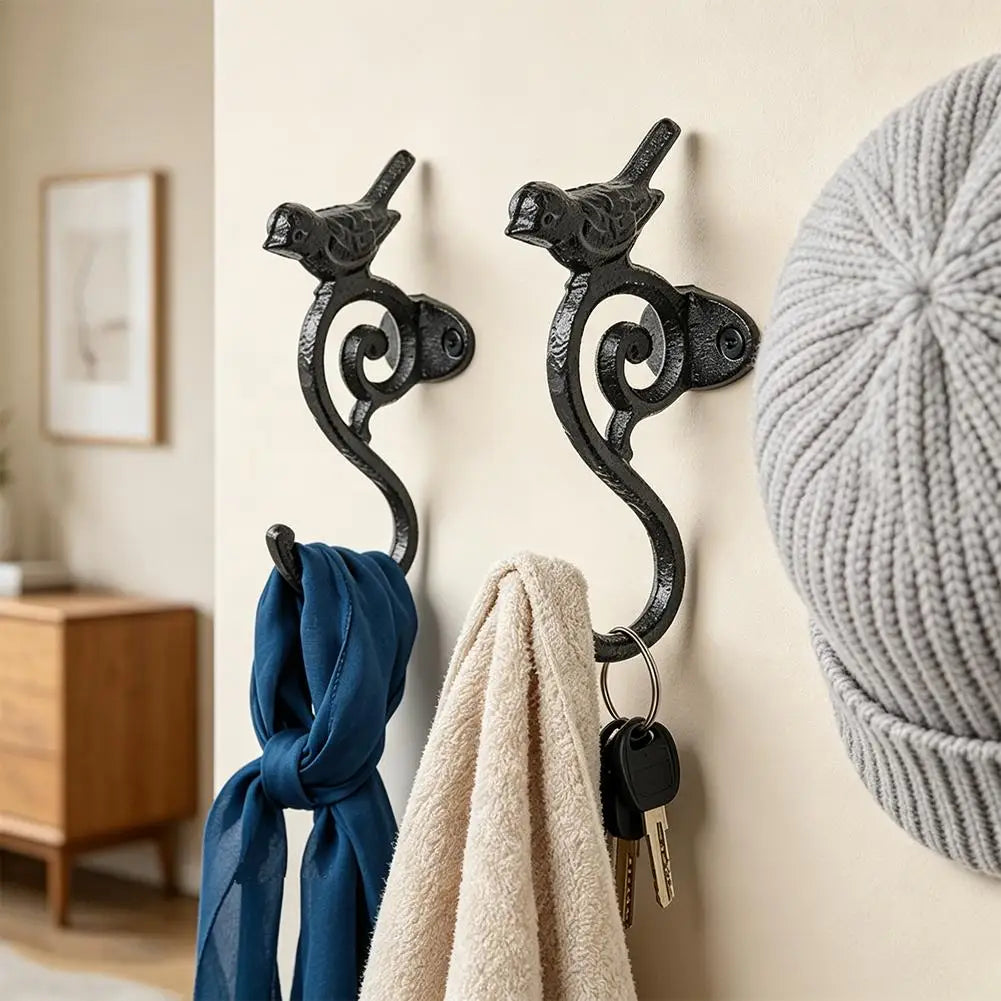 1-3Pcs Retro Bird Shaped S-Hook Heavy Duty Hanging Hook Multifunctional Organizer for Clothes Keys Garden Patio Home Decor Oasis Select