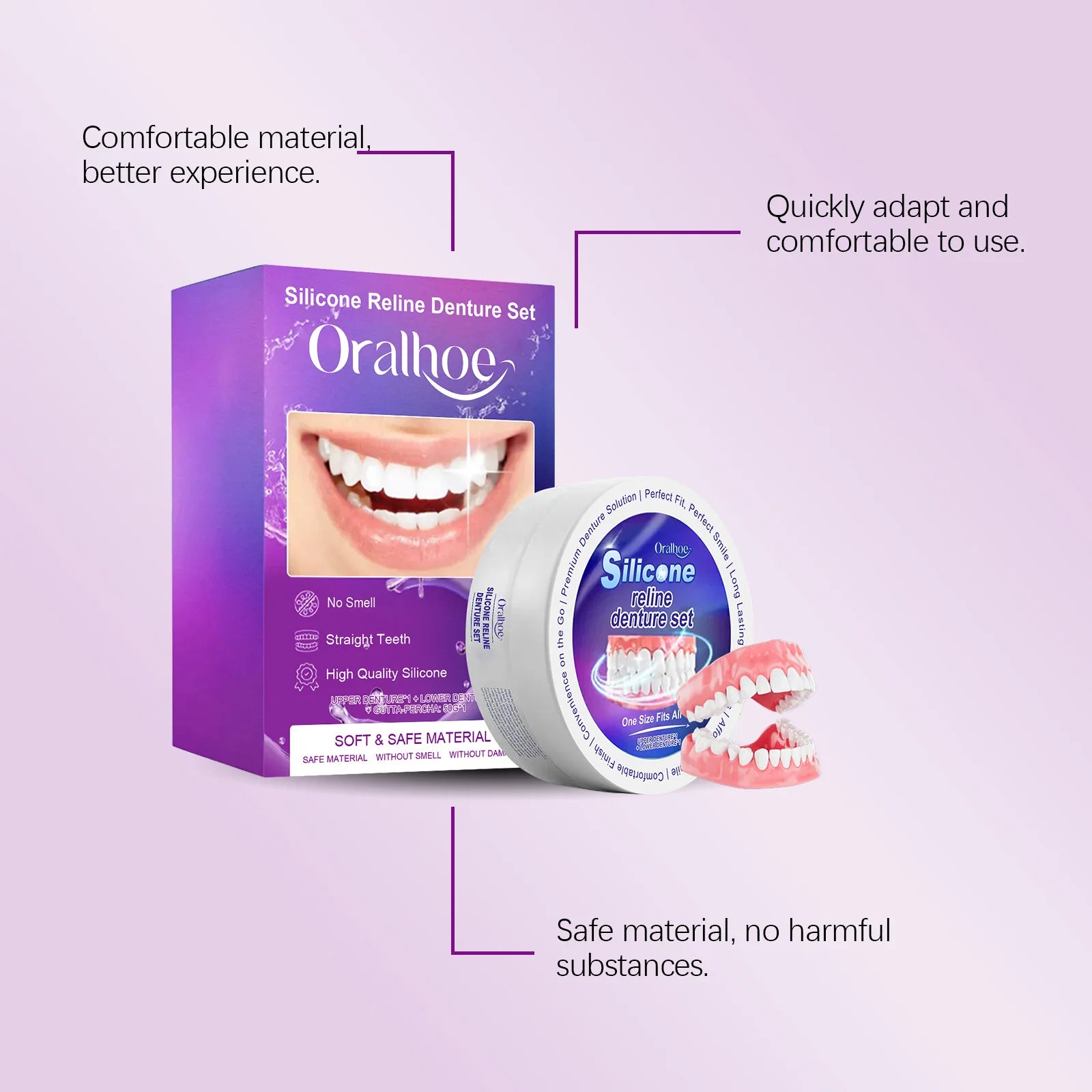 Oralhoe Silicone Temporary Denture Set – Natural Smile Fix Temporary Denture Set Oasis Select