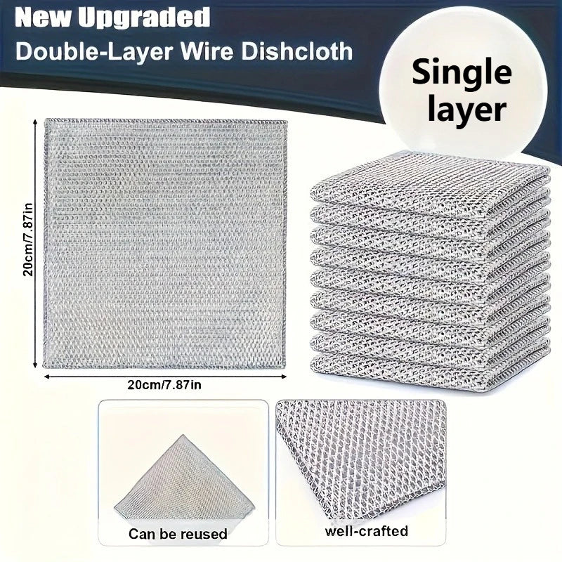 1/3/5/10/30 Pcs Magic Cleaning Cloth Single Sided Metal Steel Wire Rags Kitchen Dish Pot Washdishing Cloths Towel Clean Tools Oasis Select Single Layer 1pcs