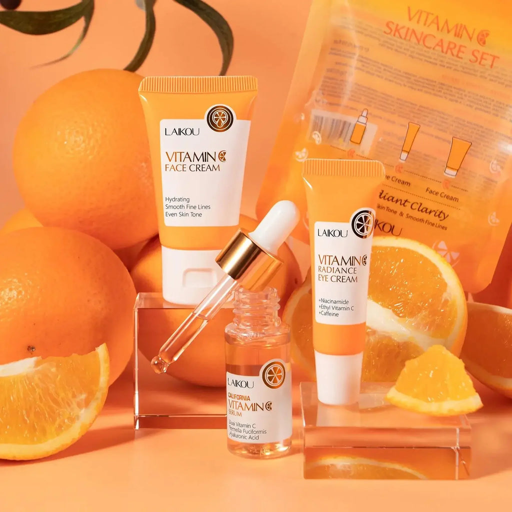Professional Vitamin C Skincare Kit Moisturizer Treatment Set For Glowing Skin 3 Piece Collection Oasis Select