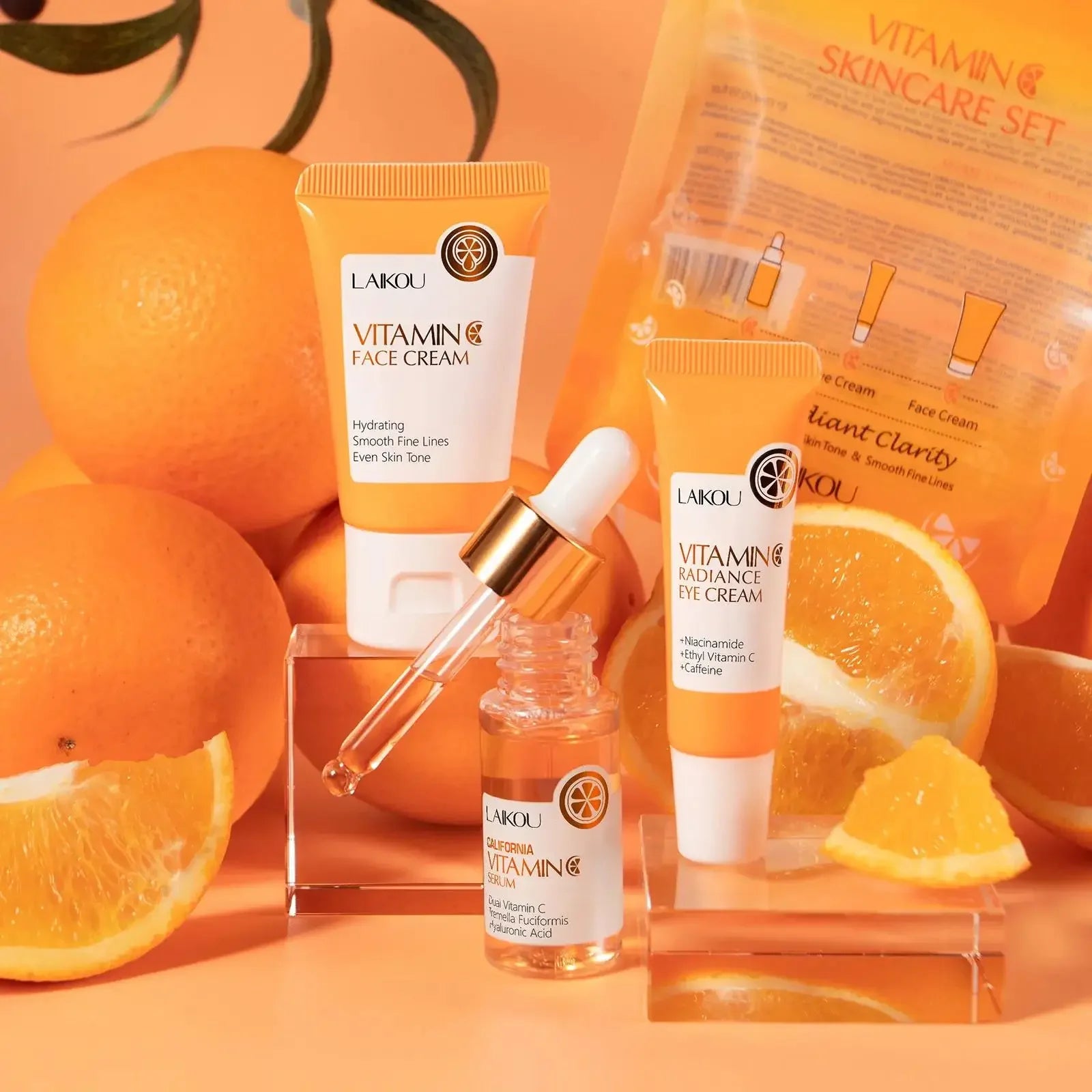 Professional Vitamin C Skincare Kit Moisturizer Treatment Set For Glowing Skin 3 Piece Collection Oasis Select