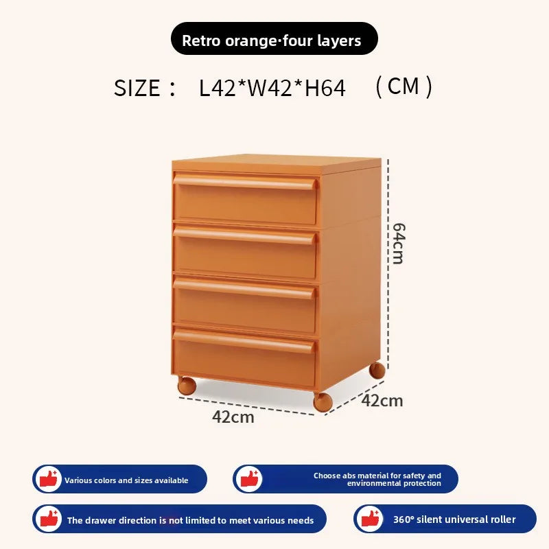 Removable panda cabinet medieval bedside table ins plastic multi-layer storage cabinet bedroom simple locker Oasis Select orange 4 layers