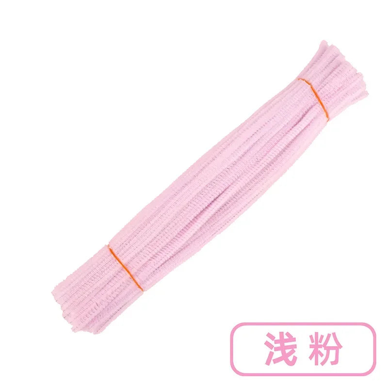100pcs Set Plush Chenille Craft Sticks Flexible Twisted Wire Strips DIY Handmade Making Materials Creative Hobby Supplies Oasis Select Macaron light Pink