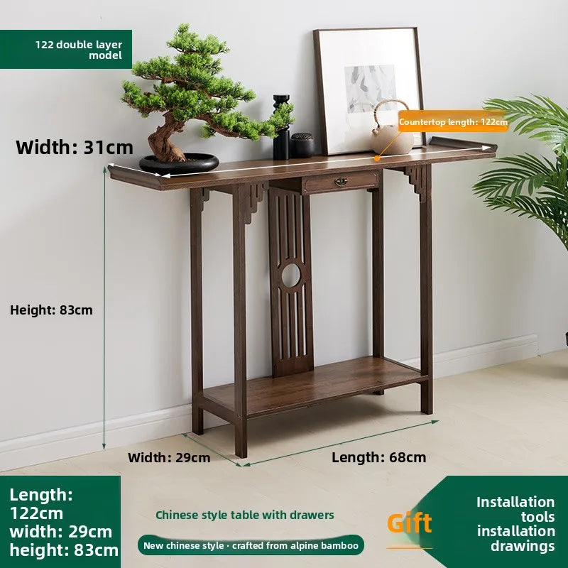New Chinese-style entrance table Zen entrance hall entrance table, living room strip case entry hotel end view table long table Oasis Select 120 with pumping