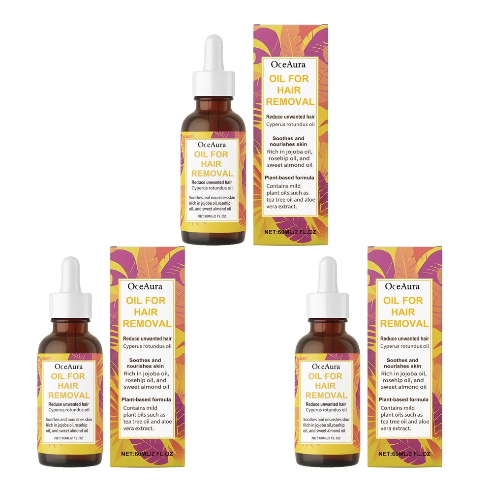 60ml Cyperus Rotundus Oil Gentle Hair Reducing Armpit Legs Arms Body Hair Inhibitor Moisturizing Smooth Skin Hair Removal Serum Oasis Select 3pcs