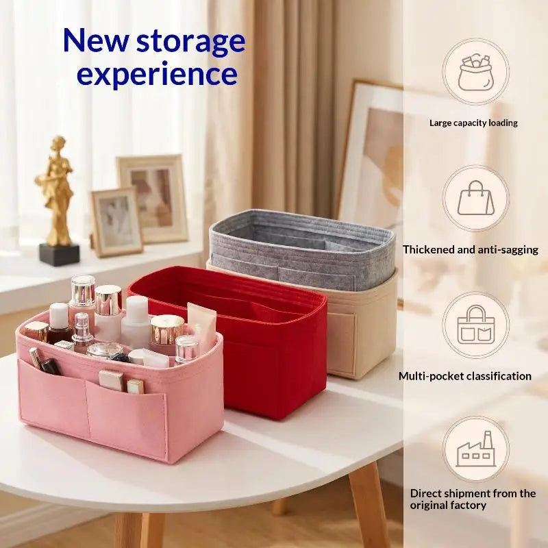 Felt Insert Bag Organizer | Multi-Pocket Travel Cosmetic Tote Bag Insert Organizer Oasis Select