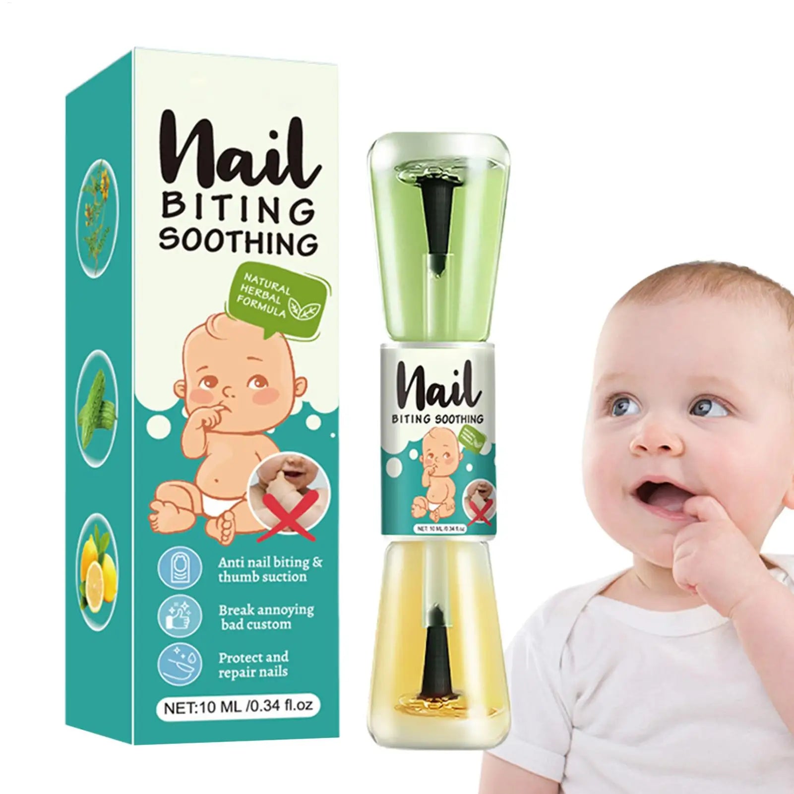 10ml Stop Nail Biting No Nail Bite Natural Strengthener Guard Stopper Hydrating Bitter Liquid for Finger Health Habit Baby Hand Oasis Select
