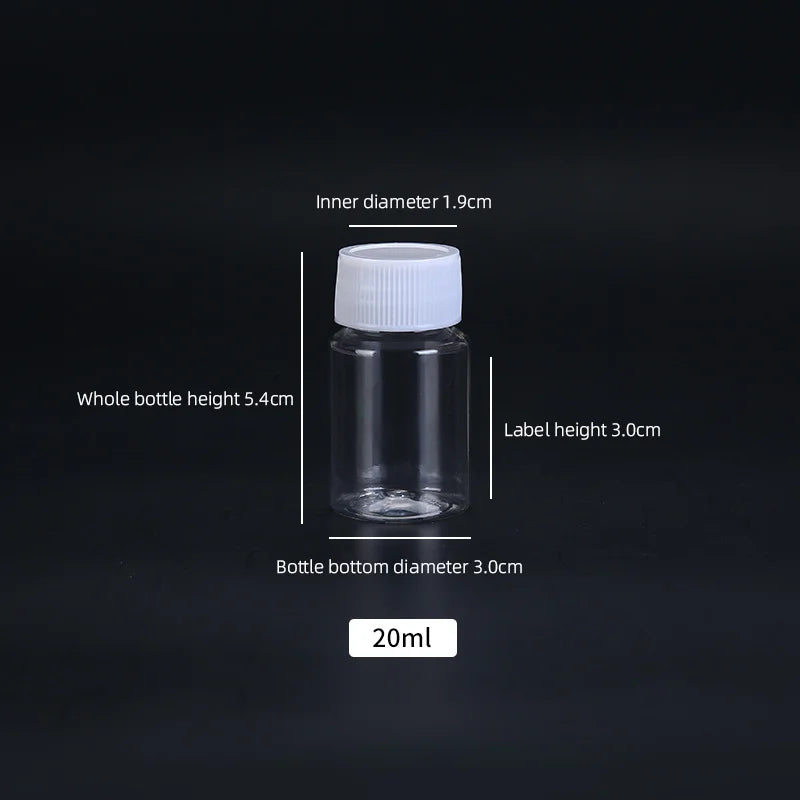 15ml/20ml/30ml/100ml Plastic PET Clear Empty Seal Bottles Solid Powder Medicine Pill Vial Container Reagent Packing Bottle Oasis Select 20ml