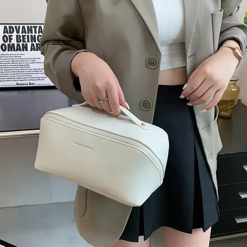 Cosmetic Bag PU Leather Large-capacity Travel Cosmetics Storage Bags Women Portable Handbag Multifunction Waterproof Washing Bag Oasis Select