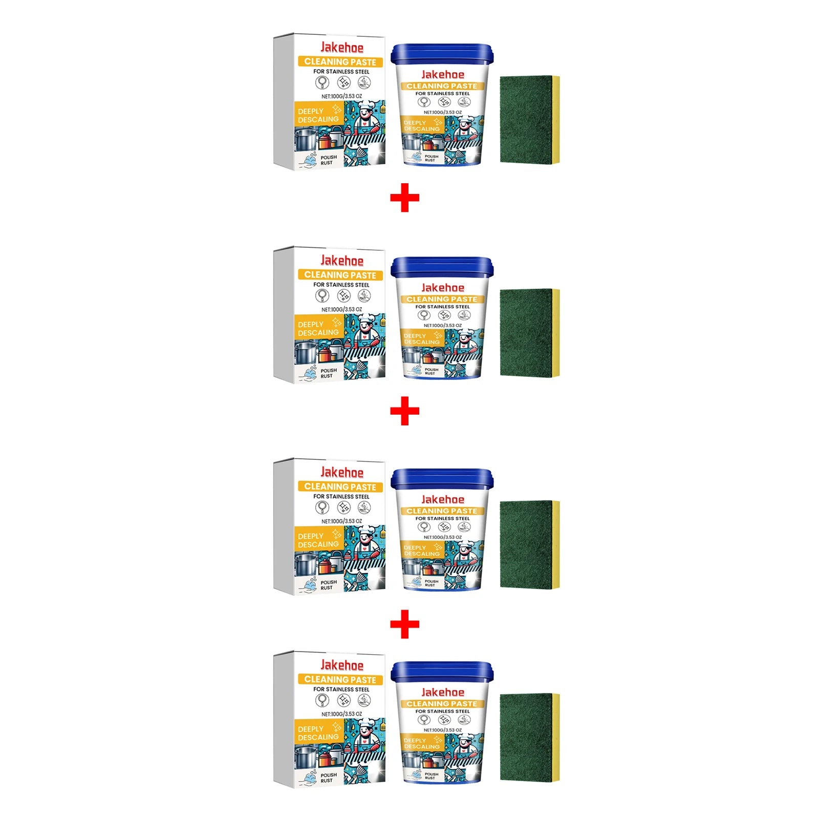 Stainless Steel Cleaning Paste Pot Pan Black Dirts Cleaner Oven Rust Remover Oil Descaling Cookware Metal Polish Cleaning Cream Oasis Select 4 X 100g boxed