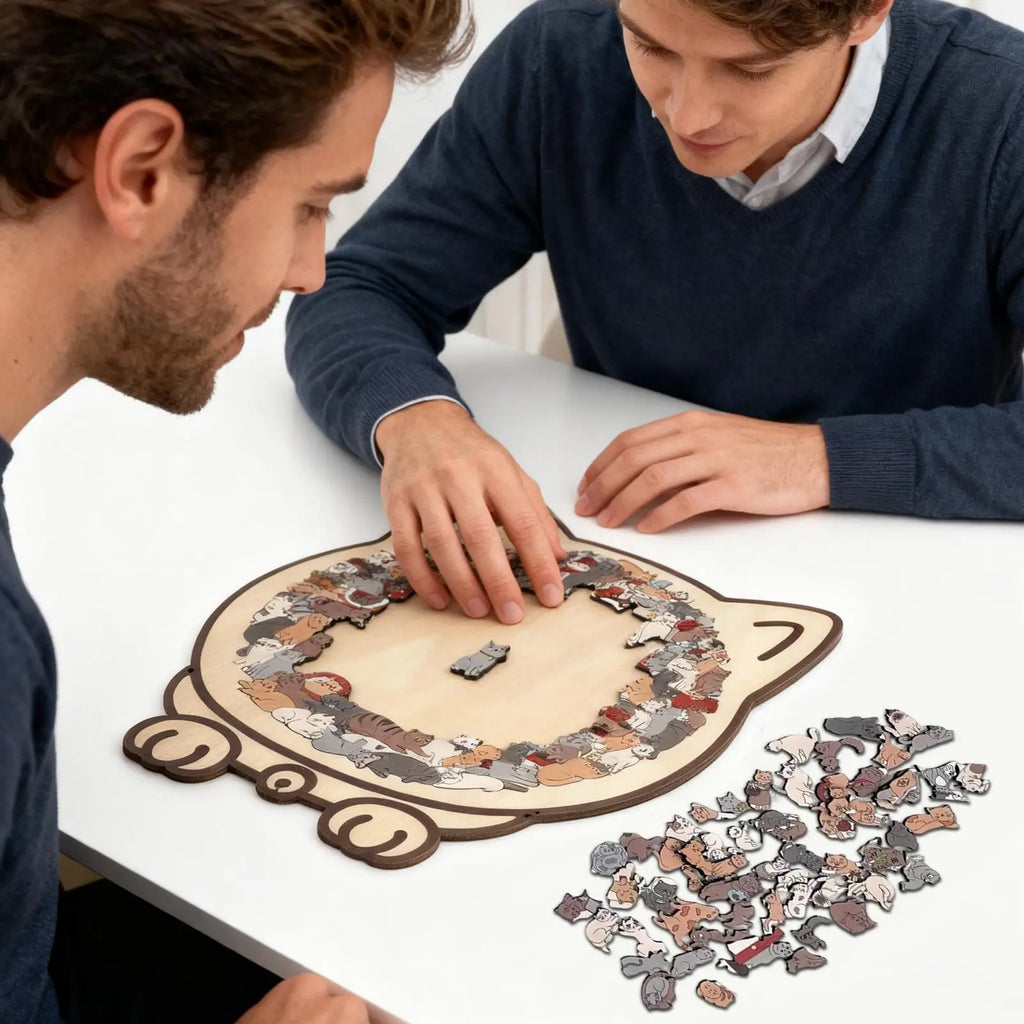 Wooden Cat Puzzle Precise Decor Kit 135 Pieces Wood Challenging Jigsaw Puzzles for Cat Lovers Home Shelf Family Friends Indoor Oasis Select