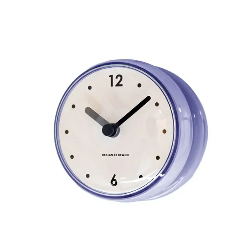 Waterproof And Anti-Fog Design Sucker Wall Clock Plastics 75x75mm Silent Quartz Clocks Sucker Wall Clock For Kitchen Bathroom Oasis Select Blue China Mainland
