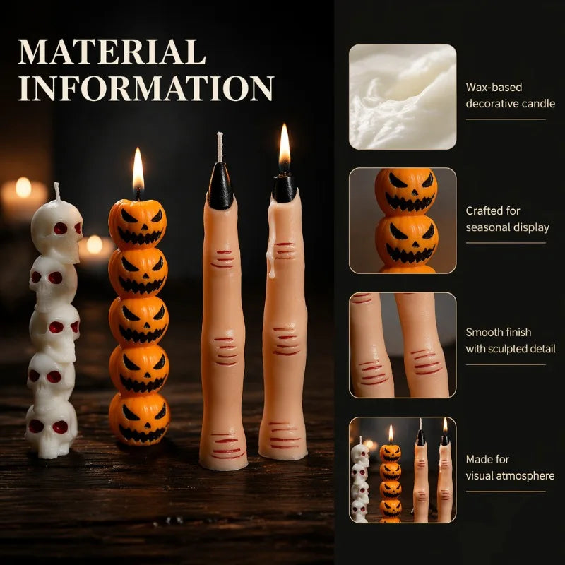 3PCS Halloween Aromatherapy Candles Spooky Skull Bone Fingers Pumpkin Candle 3D Scented Candles Festival Home Decoration Gifts Oasis Select
