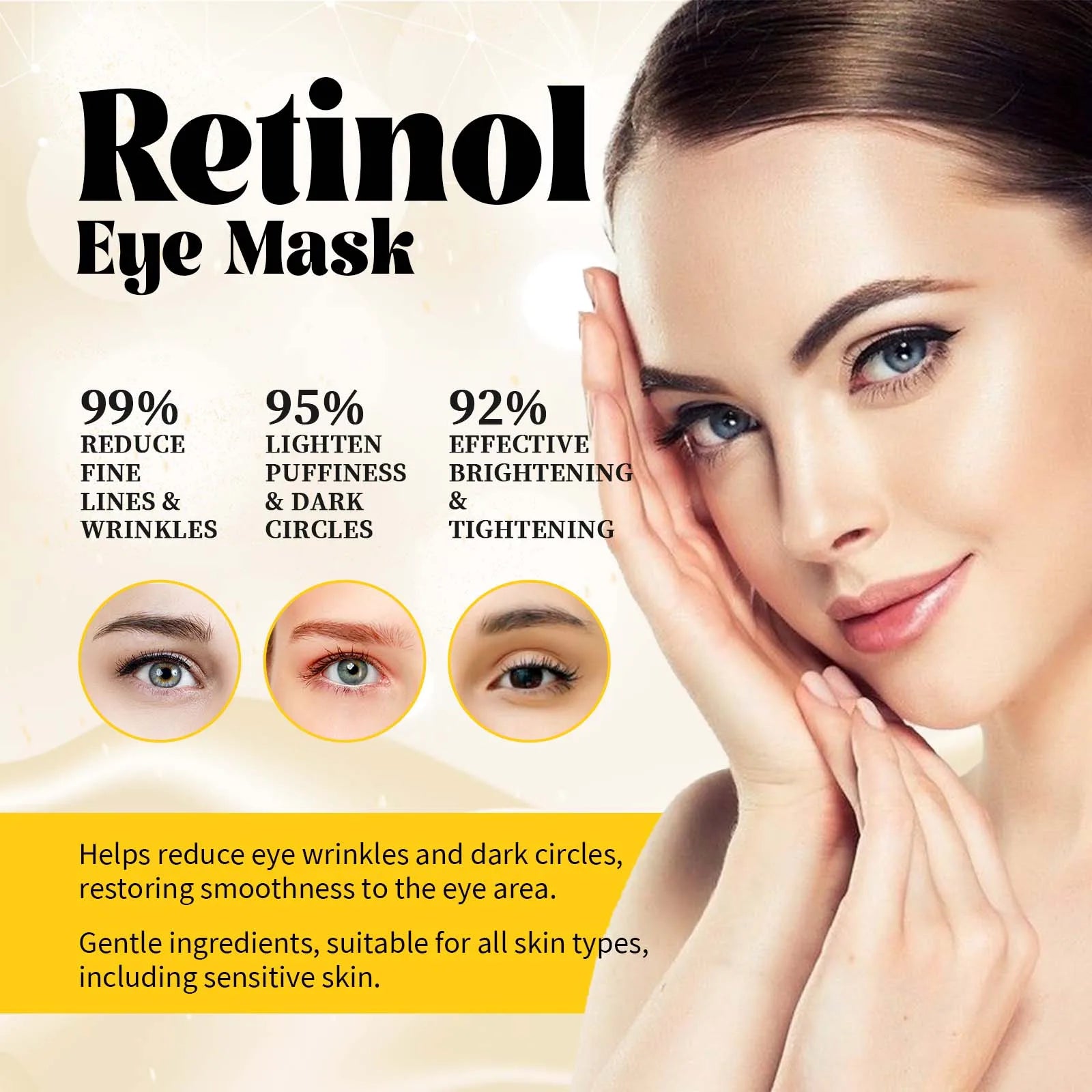Retinol Eye Mask Anti Dark Circles Eyes Bags Skin Firming Collagen Moisturizing Aloe Repair & Firming Brighten Under Eye Patches Oasis Select