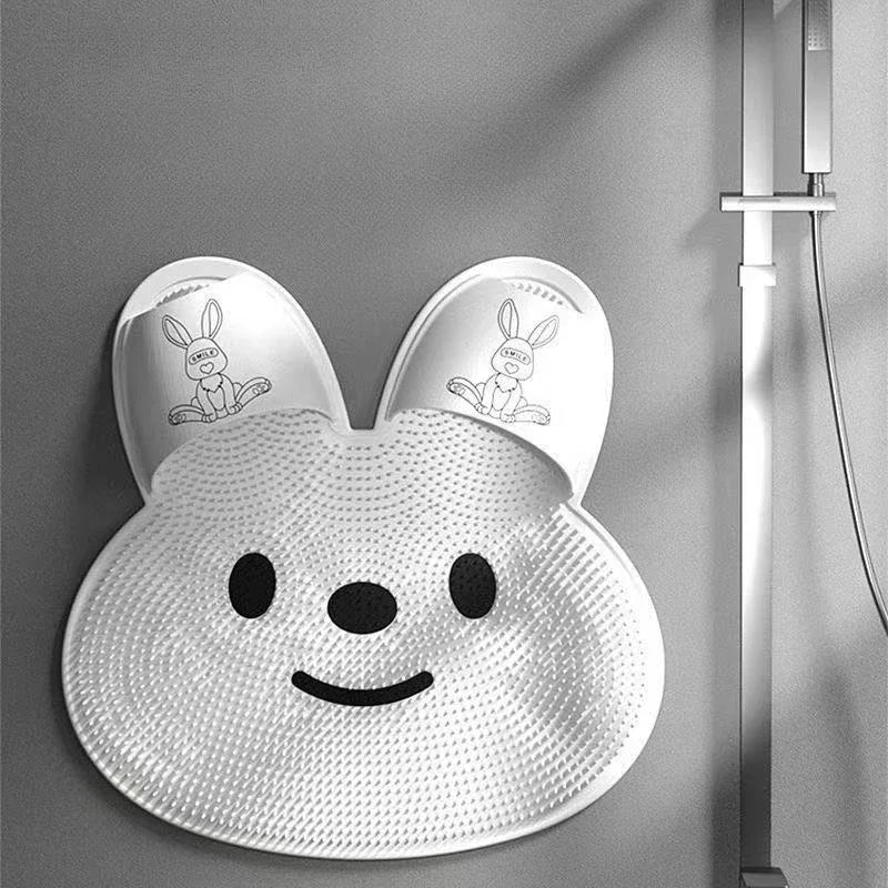 Bathroom Shower Anti Slip Mat Rabbit, Circular Massage Foot Mat, Back Suction Cup,Foot Scrubber, Back Scrubber, Anti Fall Device Oasis Select