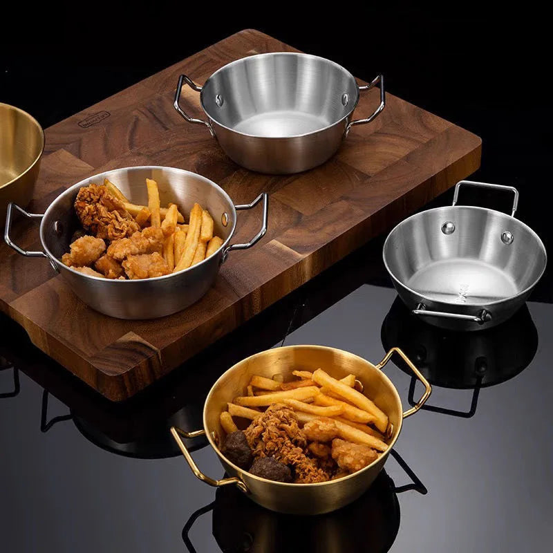 1pcs Stainless Steel Korean Style Pot Golden Sauce Dishes Appetizer Serving Dishes Sets Tray Spice Plates Kitchen Tableware Oasis Select