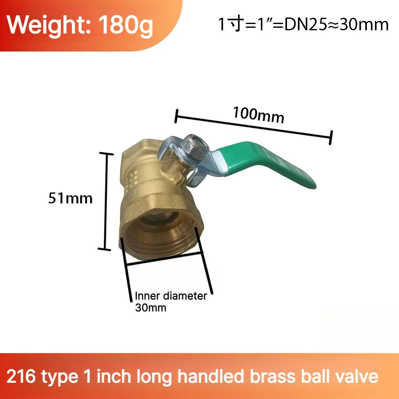 Brass Mini Ball Valve 1/2" 3/4"1inch BSP Type 216 Air Compressor Water Gas Oil Shut Off Valve Thicken Threaded Male To Female Oasis Select DN25 S