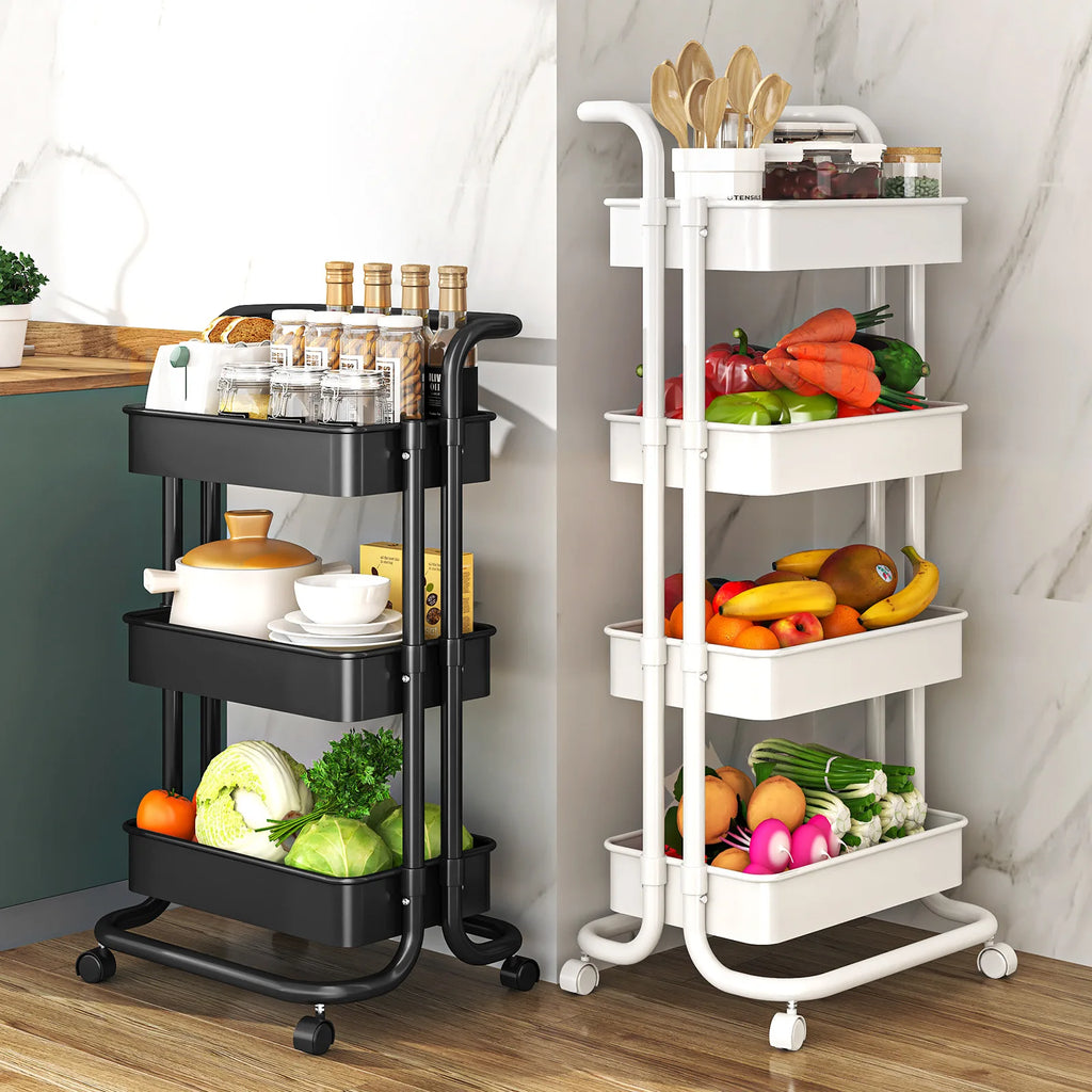 Kitchen Shelf Household Cart Multi-layer Movable Storage Rack Floor to Floor Bedroom Mobile Snack Storage Rack Oasis Select
