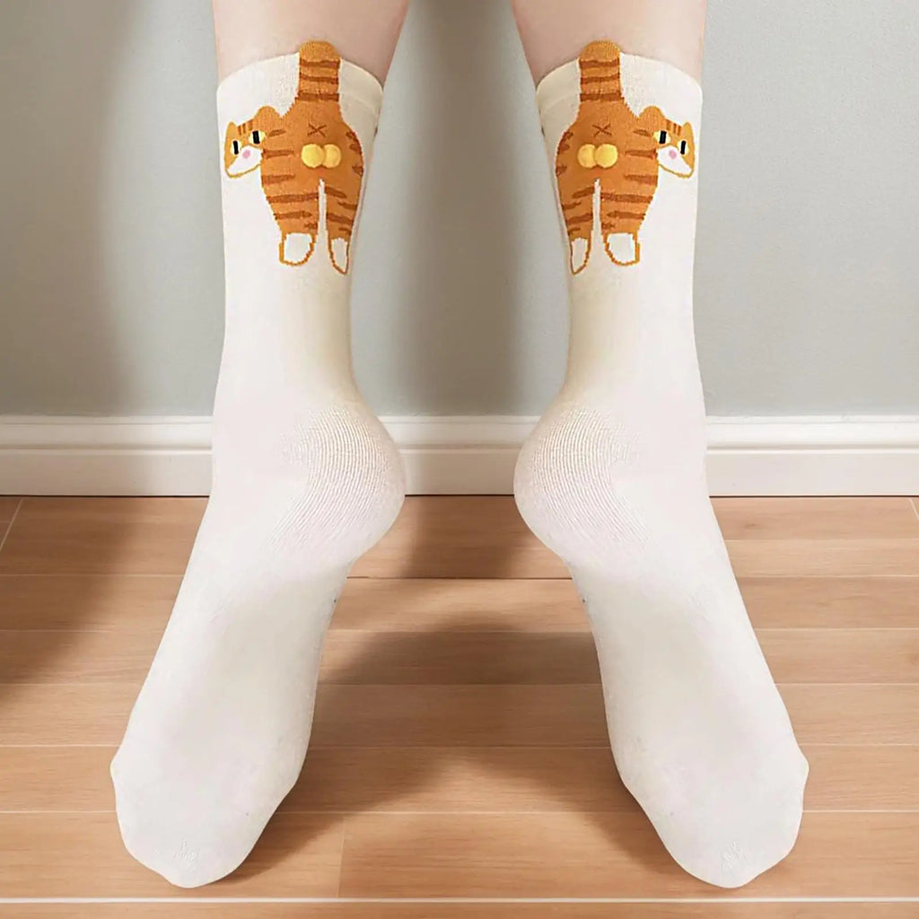 Cat Lover Socks Funny Cat Crew Socks With Balls Breathable Supplies Adorable Hosiery Cartoon Cats Pattern Middle Calf Socks Oasis Select
