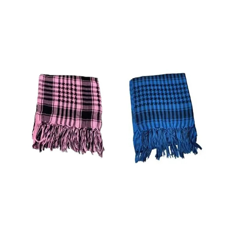 1/2pcs Men Women Scarf Plaid Tartan Lightweight Cotton Keffiyeh Scarf For Winter Square Shawl Scarf Tactical Neck Warmer Cover Oasis Select 2pcs mix