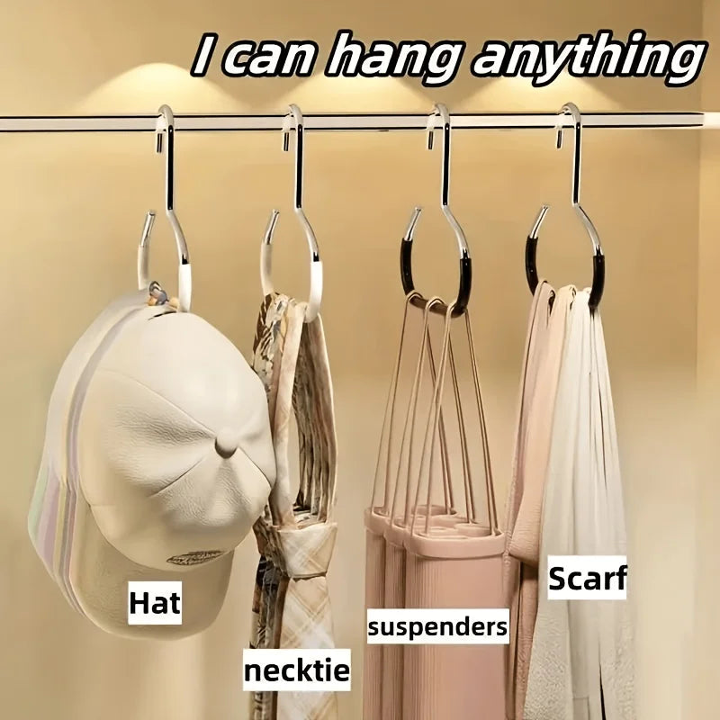 5pcs Stainless Steel Hat Hanger Organizer, Non-Slip Round Ring Closet Hooks for Hats Scarves, Space-Saving Storage for Wardrobe Oasis Select