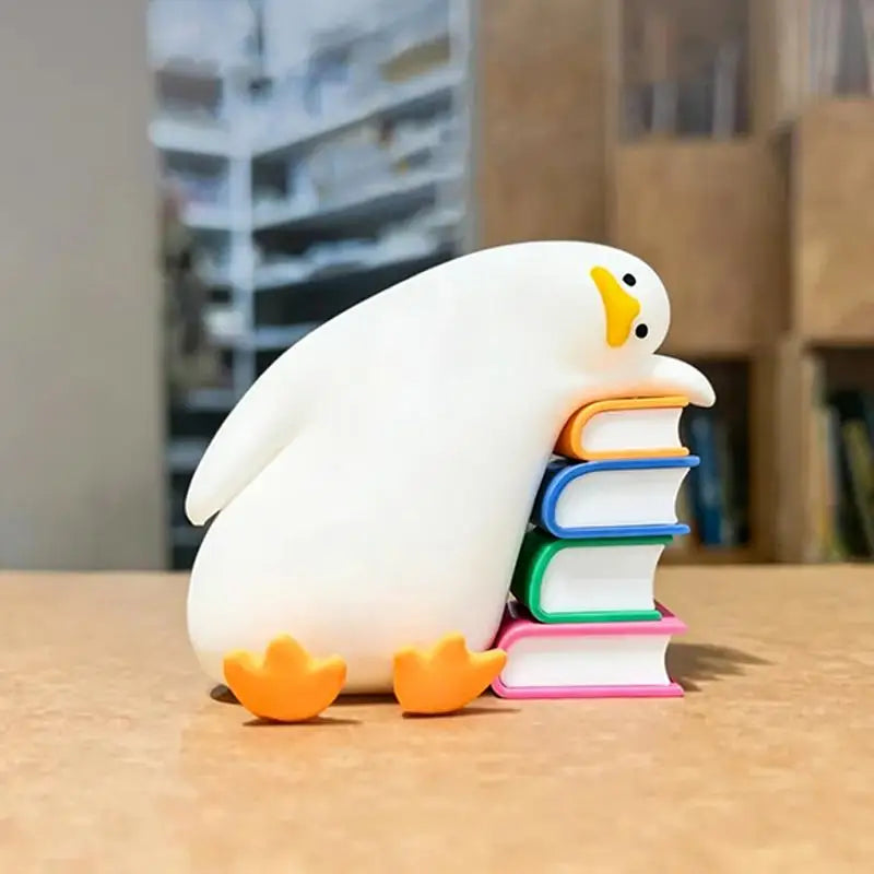 Adorable Cute Duck Bookend Decorative Non-Skid Resin Book Holder for Kids Bedroom Bookshelf Creative Gift for Bookworms Oasis Select