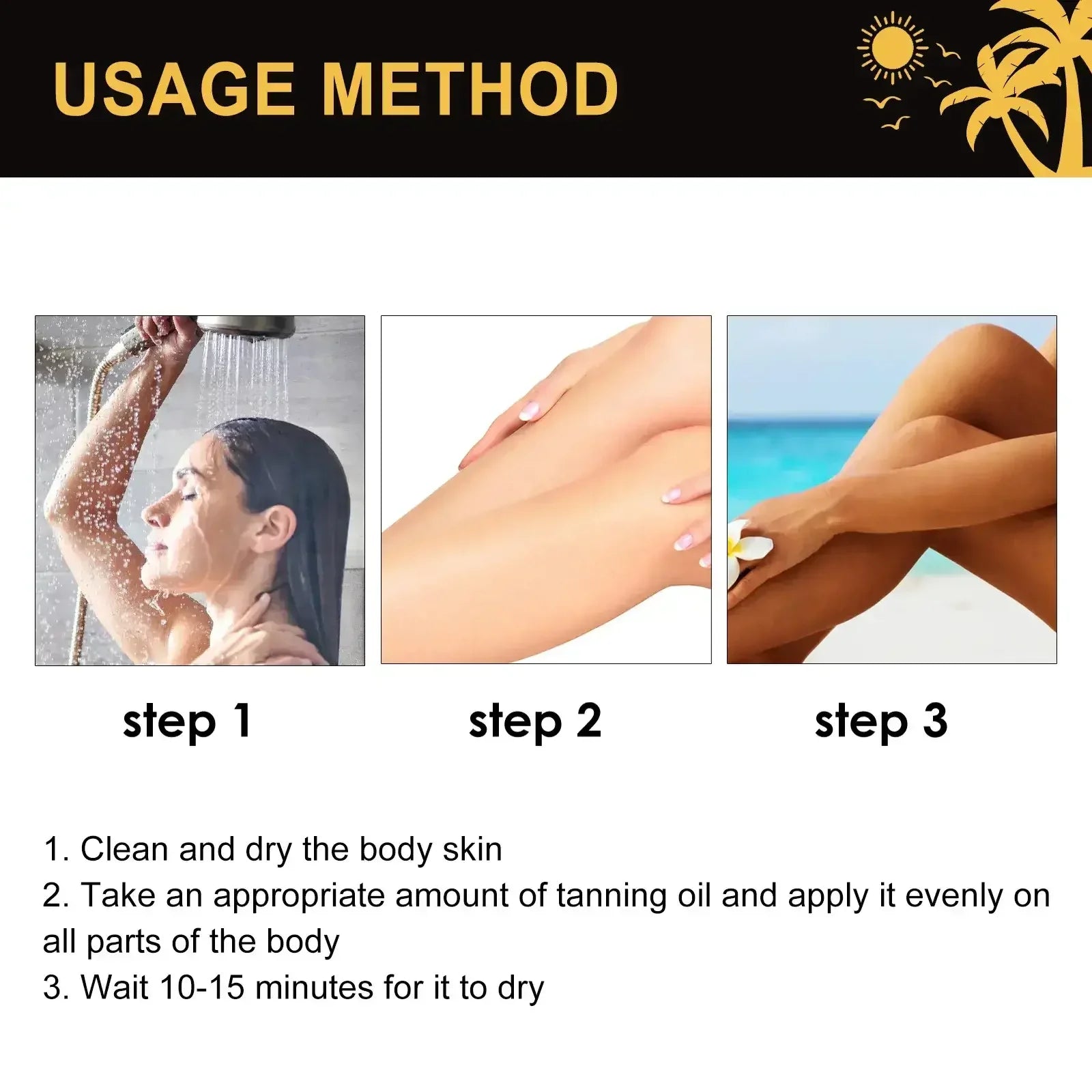 Brown Tanning Oil Sunless Self Tanning Body Bronzer Nourishing Summer Beach Solarium Powerful Natural Tanning Boosting Oil Oasis Select