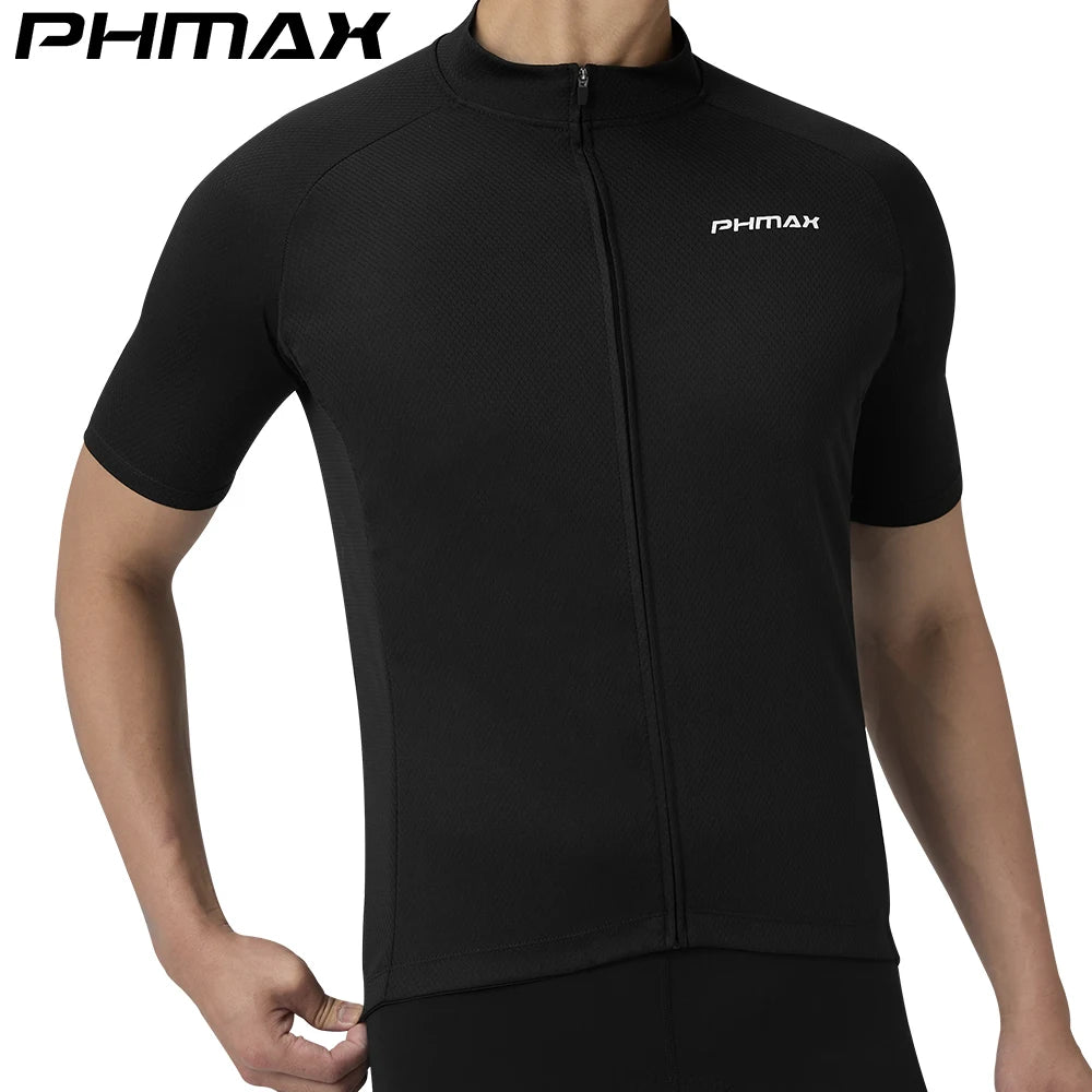 PHMAX Cycling Jersey Black Breathable Cycling Racing Tops Summer Sun Protection Short Sleeve MTB Road Cycling Sports Shirt Oasis Select PM-DY-41101 XL