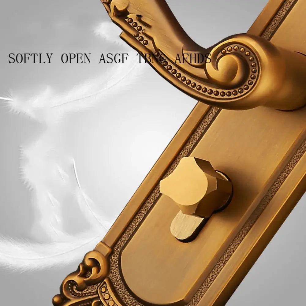 European Vintage Door Handle Lock Set with 3 Keys | Brass