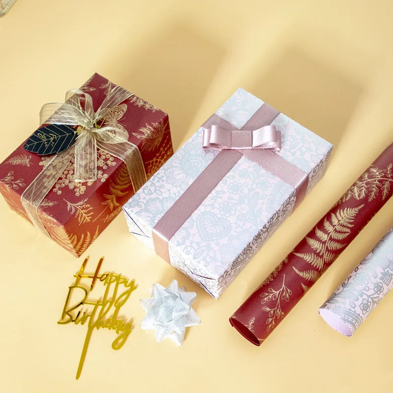 Ribbon Flower Knot Colorful Exquisite Gift Box Beaded Wrapping Paper Hot Stamping Gift Wrapping Paper For Gift Packaging Oasis Select