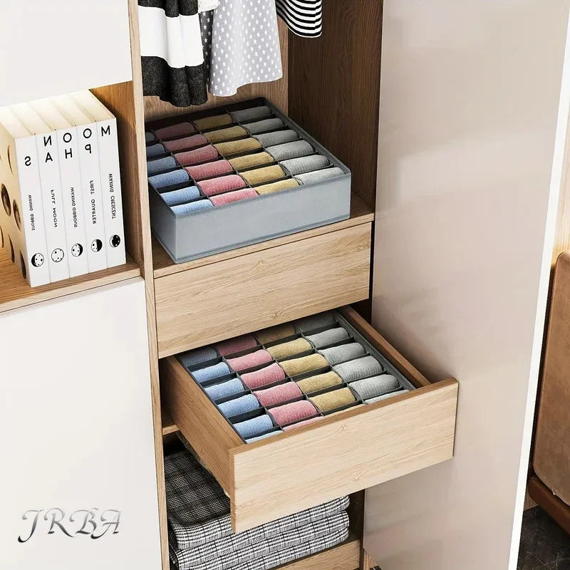 1pc Fabric Storage Box with 24 Compartments - Foldable Stackable Organizer for Socks Ties Underwear Space-Saving Drawer Divider Oasis Select