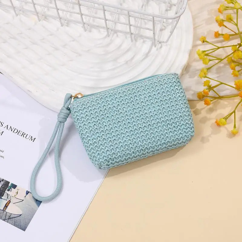 Straw Mini Coin Purse – Zipper Wallet & Card Holder for Women