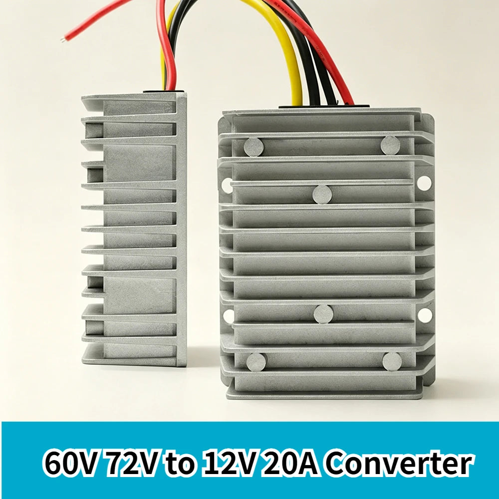 DC Regulator 60V 72V Step Down to 12V 20A Waterproof Converter Power Supply Module Buck Transformer for Golf Cart forklifts Car Oasis Select