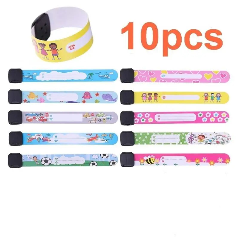 4/10Pcs Children Travel Outdoor Safe Anti-lost Wristband Safety Recognition Bracelet For Kids Adjustable Waterproof Reusable Oasis Select 10pcs