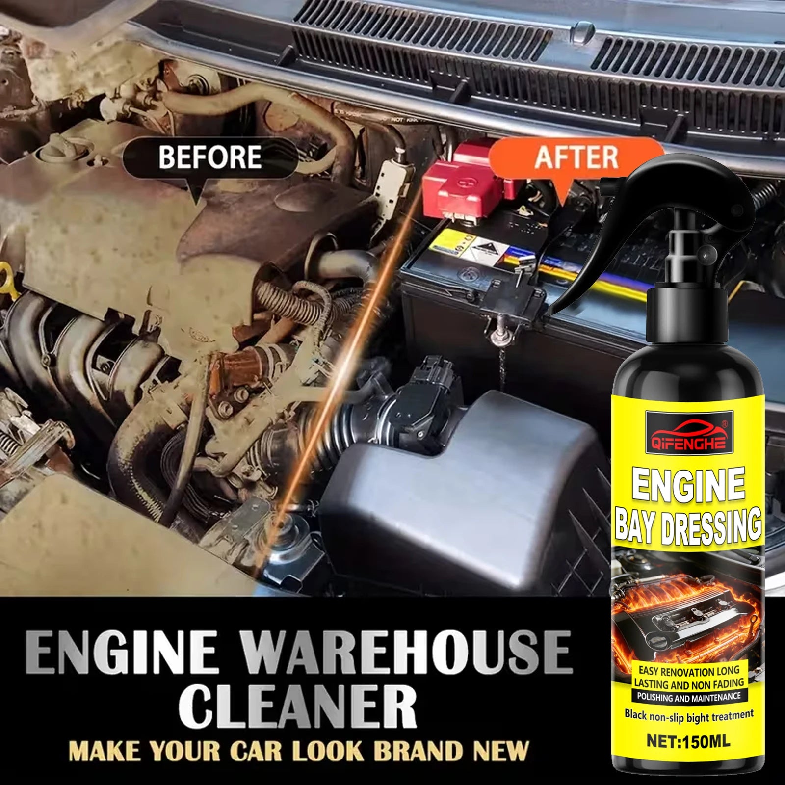 Car Engine Warehouse Cleaner Quick Removes Heavy Oil Stain Degreaser Engine Compartment Wash Sprayer, Engine Cleaner for Car Det Oasis Select