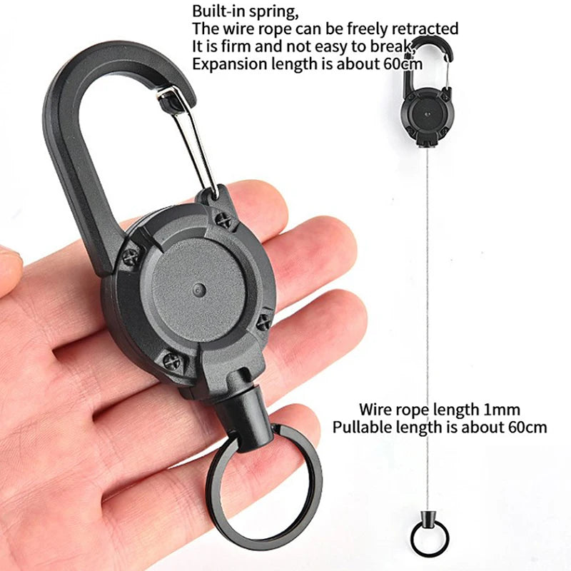 Anti-theft Metal Easy-to-pull Buckle Rope Elastic Keychain Retractable Key Ring Anti Lost Ski Pass ID Card Oasis Select