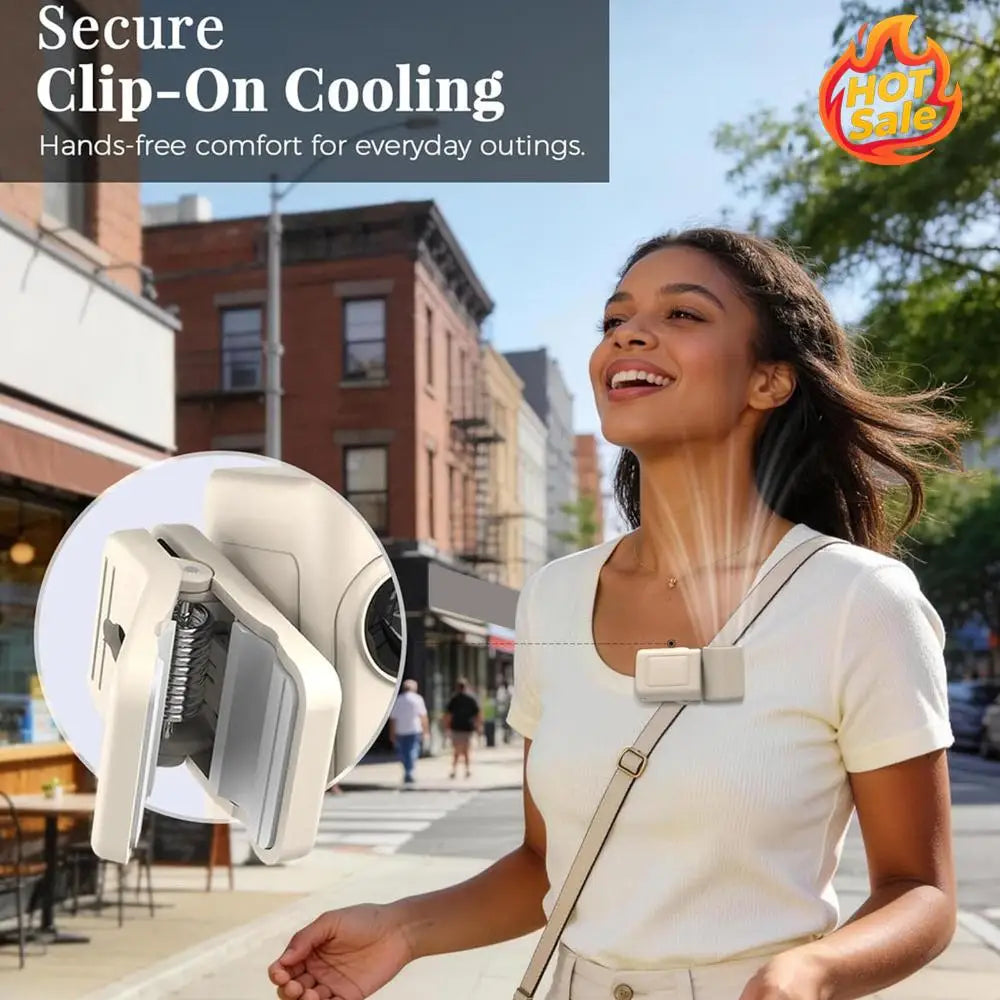 Type-C ABS Clip Cooler Fan with Handheld & LED Display Clamp Cooler Rotatable Fan 2400mAh for Shirt & Waist Travel Accessories Oasis Select