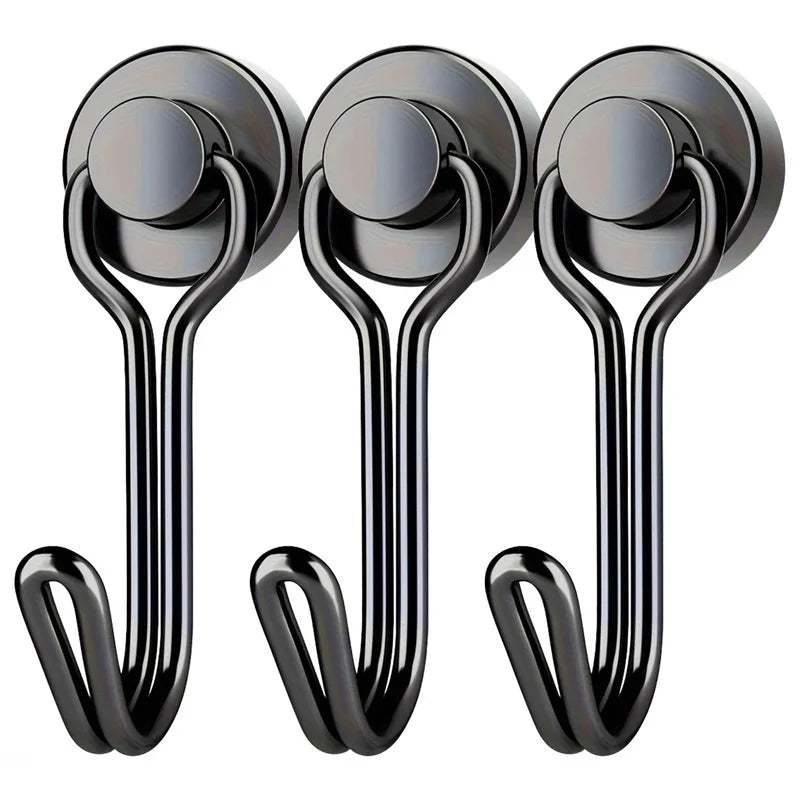 3/6/12/20Pcs Black Magnetic Hooks Cruis Heavy Duty Magnetic Hangers, Extra Strong Magnets with Hook for Hanging, Resistant Base Oasis Select