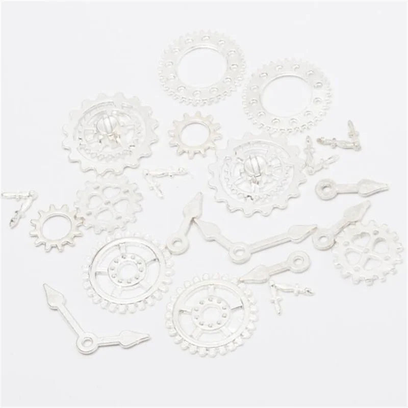 50g Antique Steampunk Gear Accessories Decor DIY Metal Pendants Charms for DIY Necklace Bracelet Crafting Jewelry Making Decor Oasis Select Silver 50g