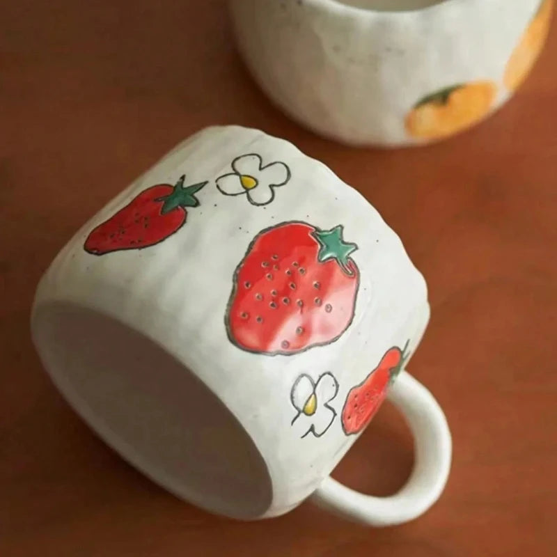 Perfect For Home, Office, Event Gifts And Holiday Gifts Halloween Hand Painted Ceramic Coffee Mug With Strawberry Pattern Design Oasis Select