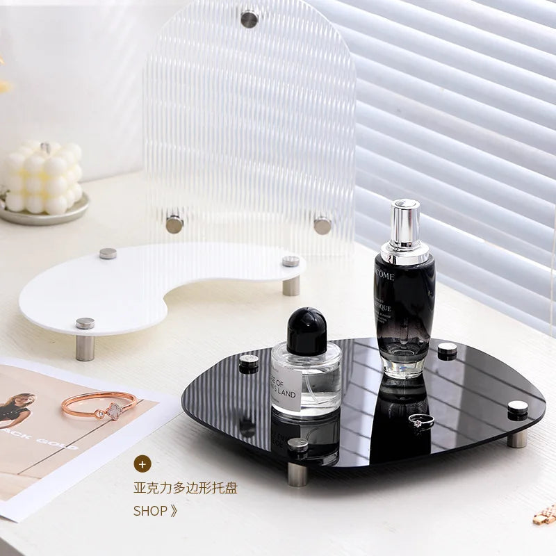 Acrylic Decorative Tray Organizer | Desk, Vanity & Shelf Display