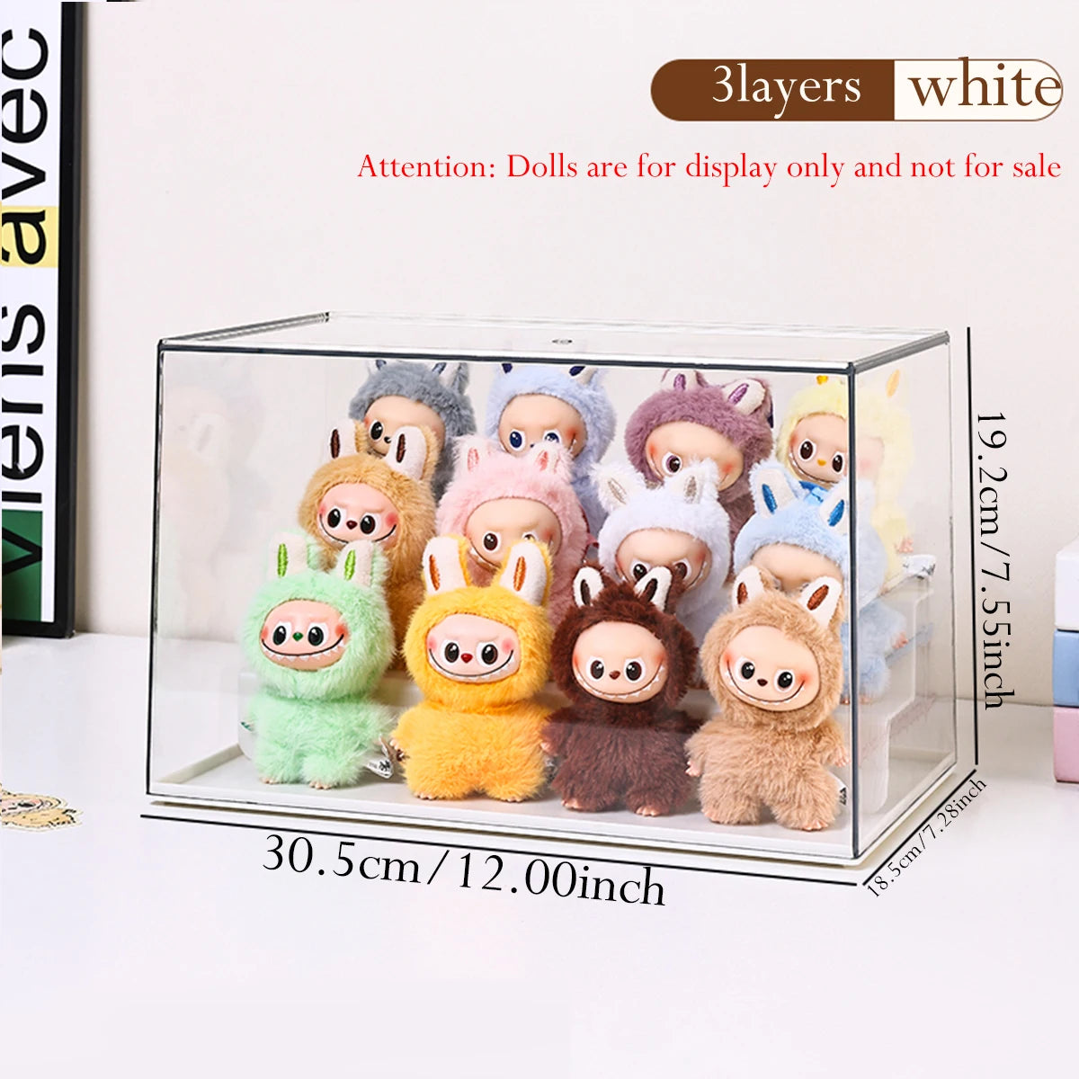1pc stackable transparent labubu doll display box acrylic blind box manual storage box household perfume storage display rack Oasis Select 3layers-white