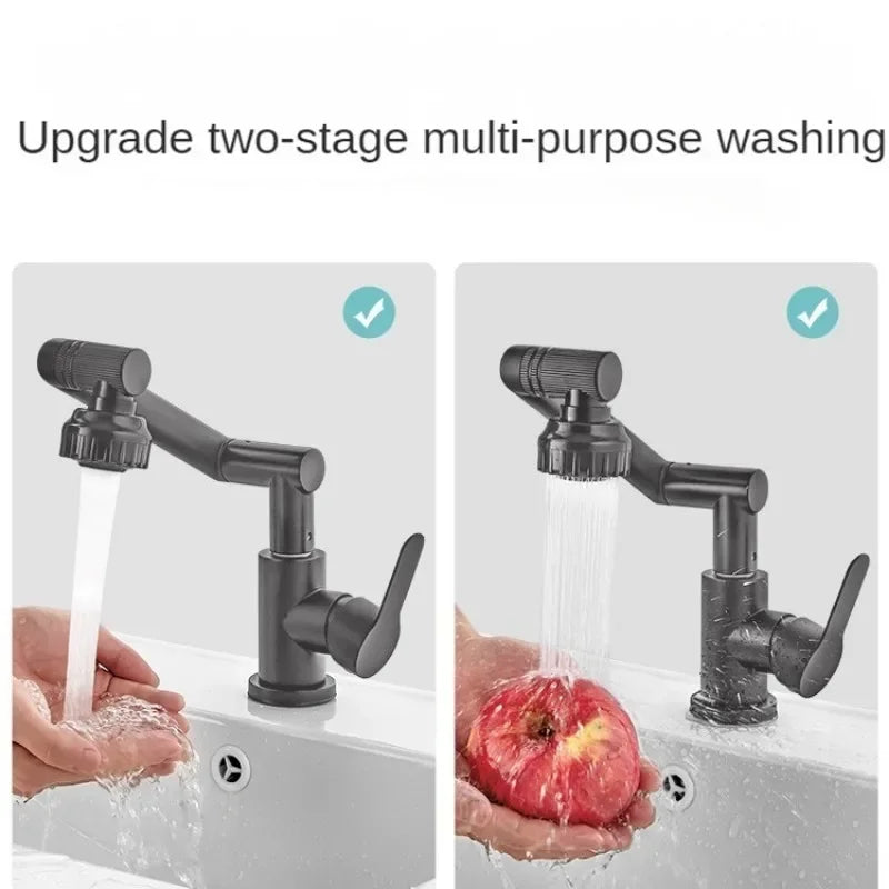 Mechanical Arm Universal Faucet Bathroom Kitchen Splashproof Faucet Bathroom Countertop Basin Hot and Cold Tap Faucet Accessorie Oasis Select