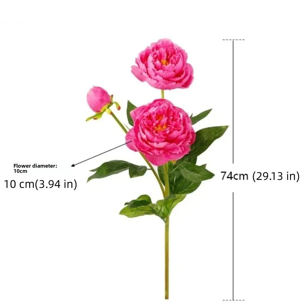 3-Head Real Touch Artificial Peony Stems | Lifelike Faux Flowers